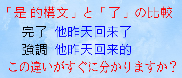 「是 的構文」と「了」の比較